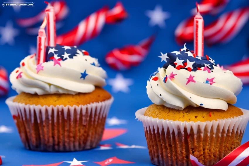 Cute and Festive Cupcake Clipart for 4th of July Celebrations High-resolution PNG images with transparent background