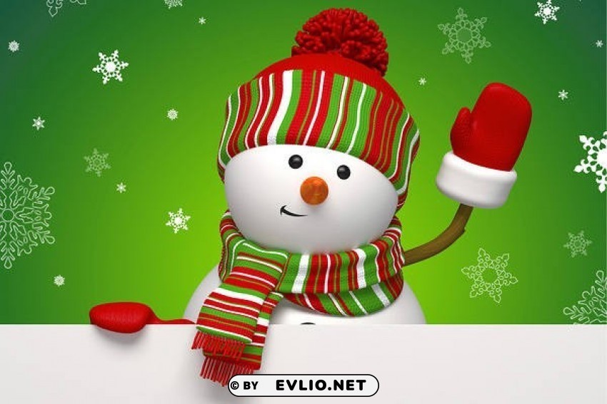 cute greenwith snowman PNG images for mockups