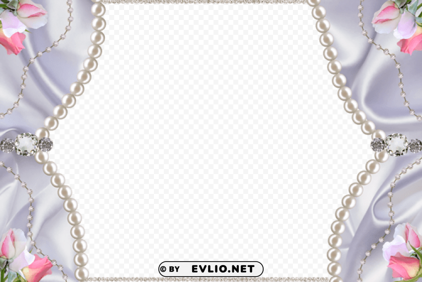 delicateframe with pearls diamonds and roses Isolated Artwork in HighResolution PNG