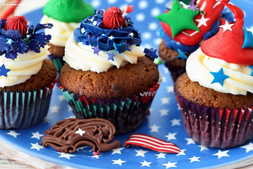 Delicious 4th of July Cupcake Clipart for Independence Day High-resolution transparent PNG files