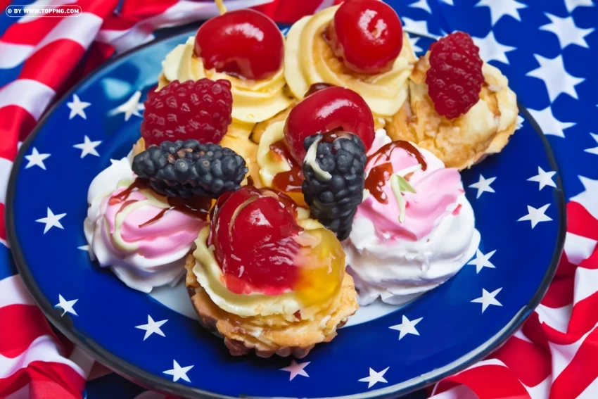 Delicious Independence 4th of July Dessert Ideas in Stunning Backgrounds Free PNG images with alpha channel - Image ID 45220efa