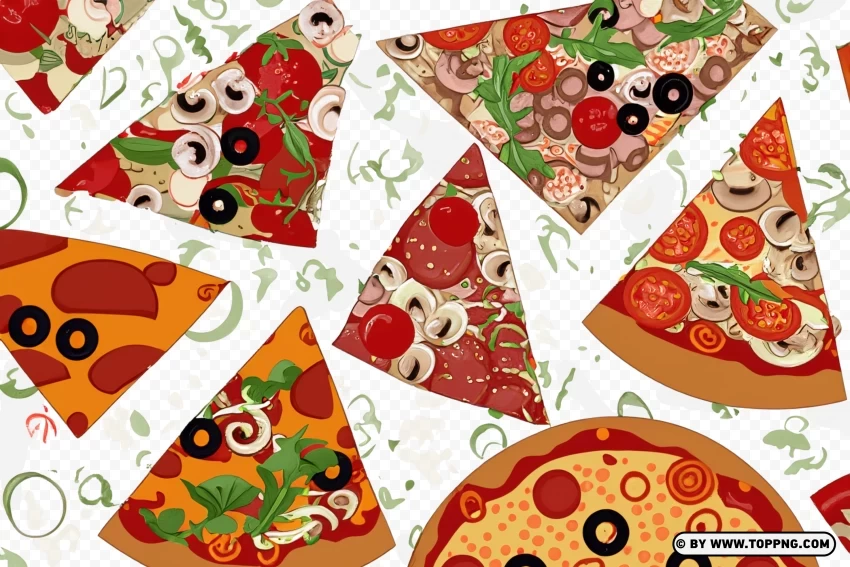Delicious Pizza Slices in Vector Art Isolated Element in Transparent PNG