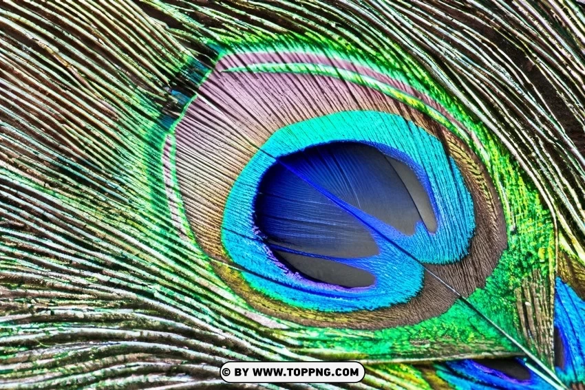Download a Free High-Res Peacock Feather Close-Up on Textured Isolated Character with Transparent Background PNG