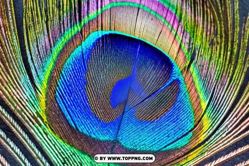 Download a Free Photo Close-Up of Peacock Feather with Textured Background Isolated Design Element in Clear Transparent PNG