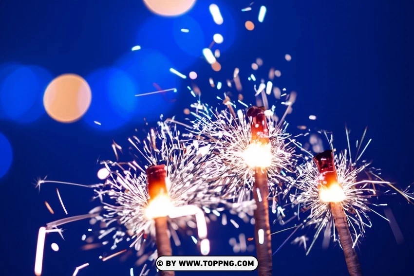 Download New Year's Elegance HD Wallpaper with Sparklers and Bokeh Lights PNG images with alpha channel diverse selection