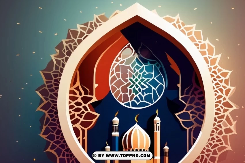 Elegant Islamic Greeting Vector Card with HD Free transparent background PNG