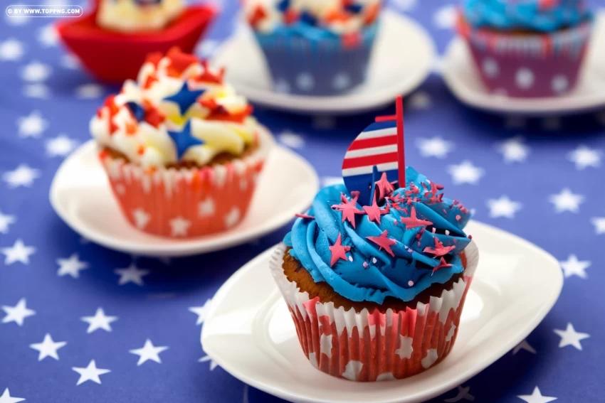 Festive and Fun 4th of July Cupcake Clipart Graphics High-resolution transparent PNG images