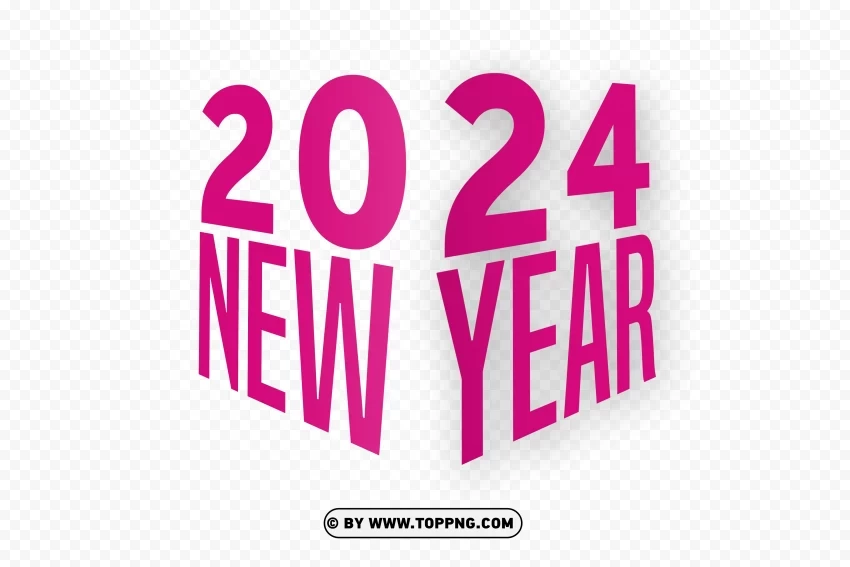 Flat Design Pink 2024 Corner Style Isolated PNG on Transparent Background
