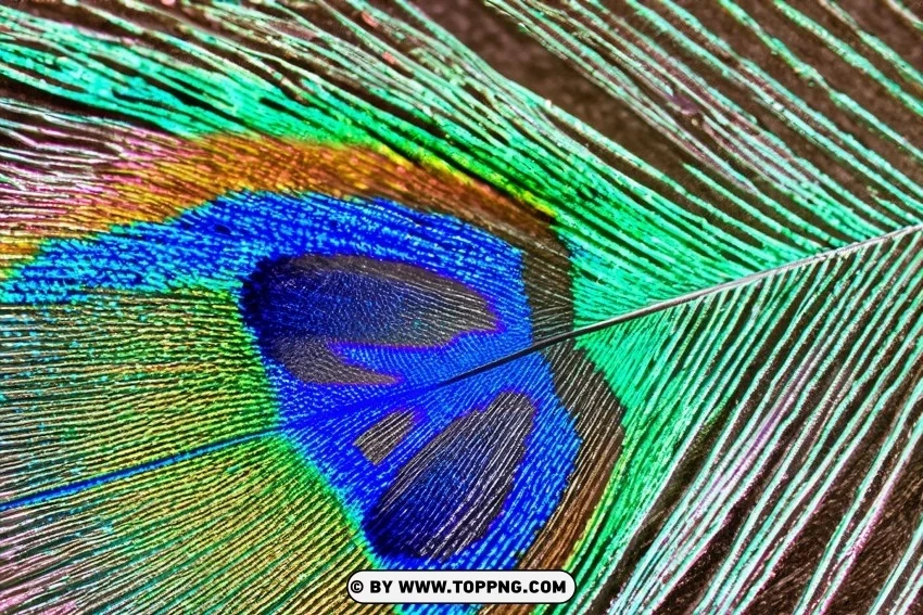 Free Download Close-Up Shot of Peacock Feather on Textured Isolated Design in Transparent Background PNG