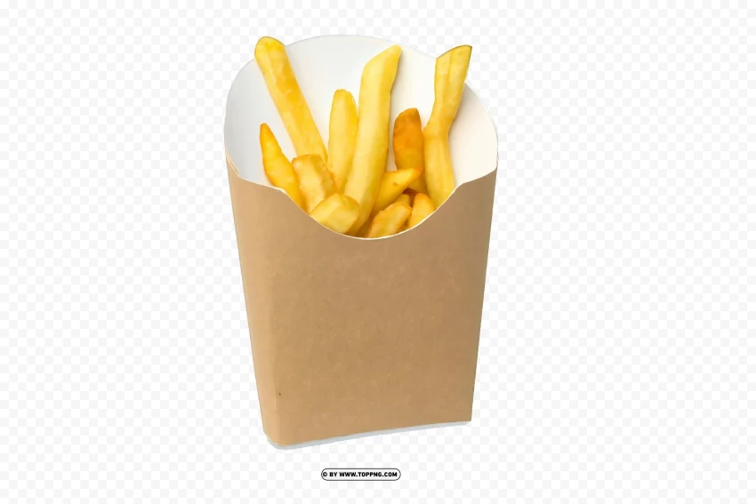 French Fries in Cartoon Box with Transparent Background PNG Isolated Element