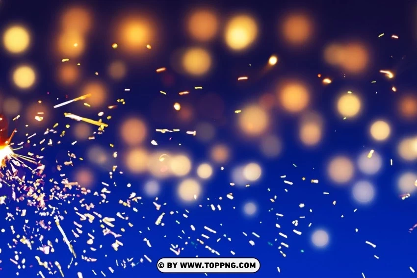 Glowing Beginnings Sparklers and Bokeh Lights on a Dark Blue Night Sky PNG images with alpha transparency layer
