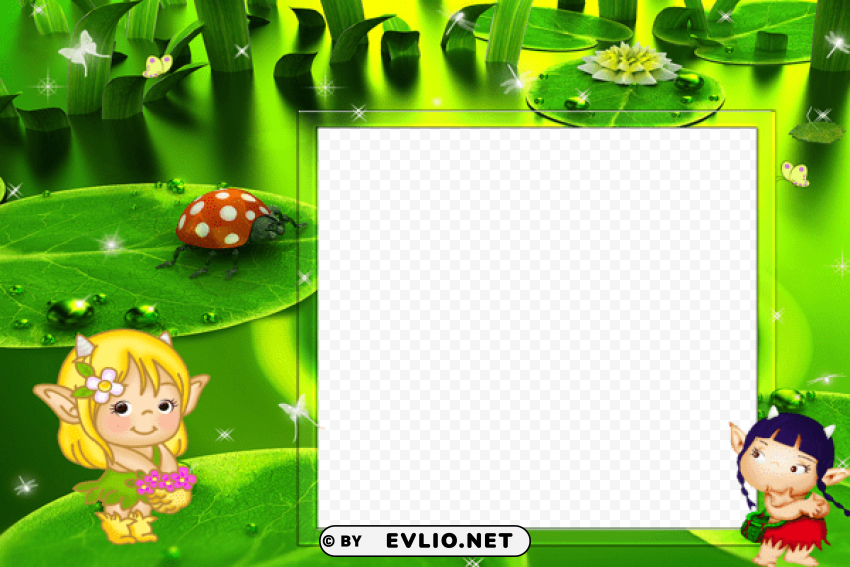 green kids transparent photo frame Isolated Graphic Element in HighResolution PNG