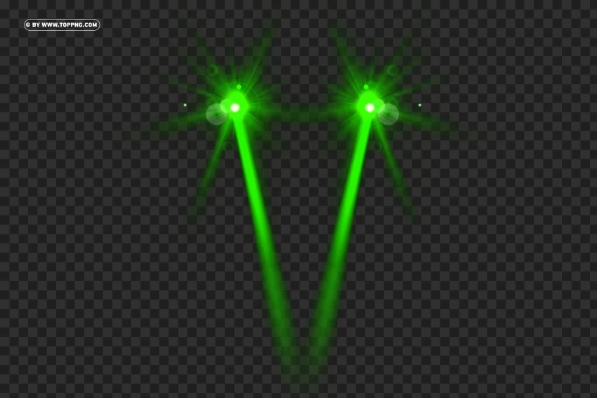 High Definition Green Beam Laser Eyes with Lens Flare Effect Isolated Artwork in HighResolution Transparent PNG