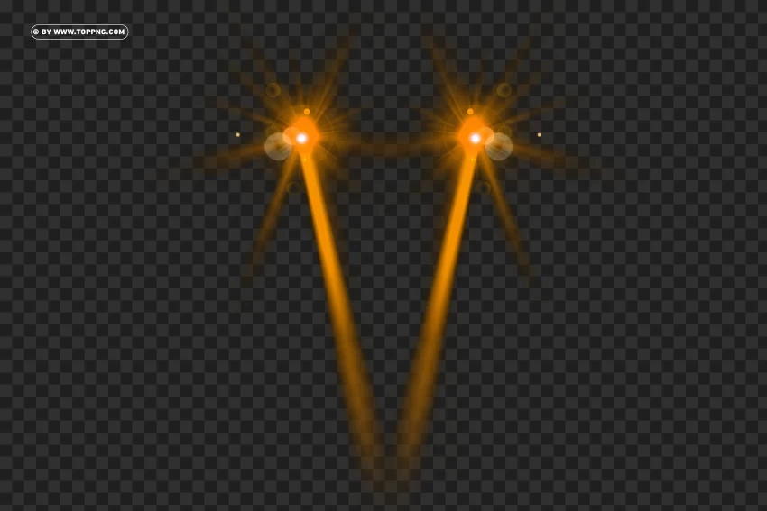 Orange Beam Laser Eyes with Lens Flare Effect - High Definition Isolated Artwork in Transparent PNG