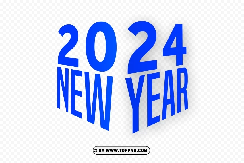 HD Blue 2024 Flat Corner Design Isolated Subject in Clear Transparent PNG