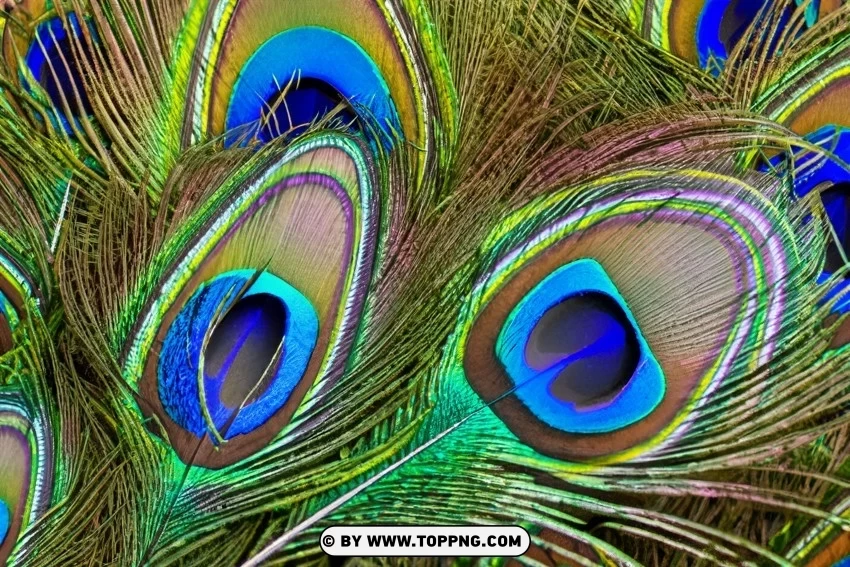 High-Definition Peacock Feather Close-Up Free Photo with Textured Background Isolated Element in Transparent PNG