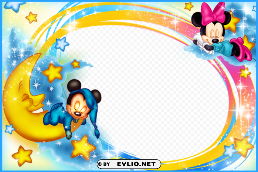 kids photo frame good night mickey mouse Isolated Character in Transparent Background PNG