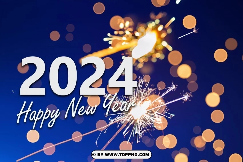 2024 Statement HD New Year's Eve Background, Sparklers & Bokeh - Image ID ea89926b