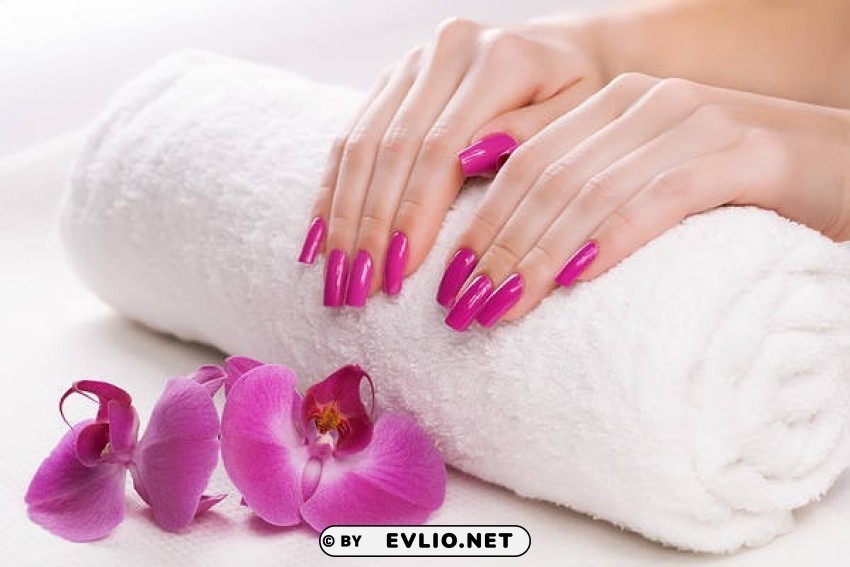 manicure with purple orchids Isolated Item in HighQuality Transparent PNG