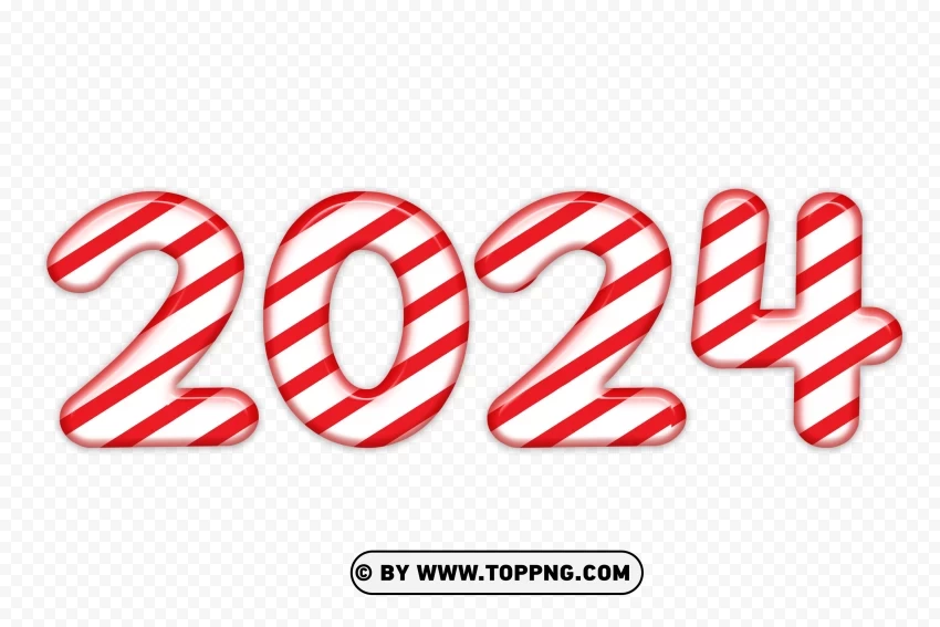 New Year Red Candy Style Typography 2024 Isolated Object in Transparent PNG Format - Image ID 55d46cbd