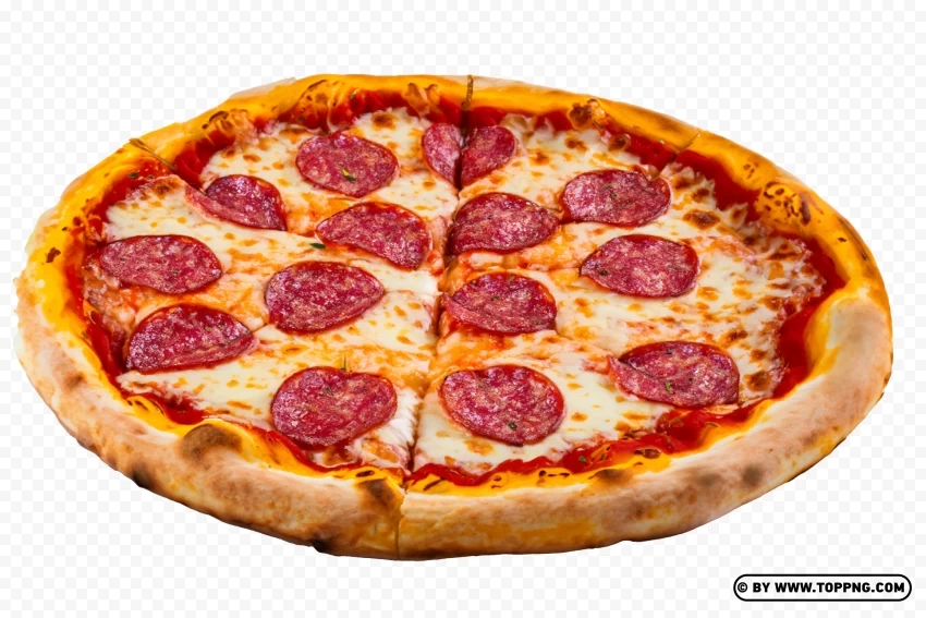 Pepperoni Pizza with Transparent Background Cheesy Isolated Design Element on PNG