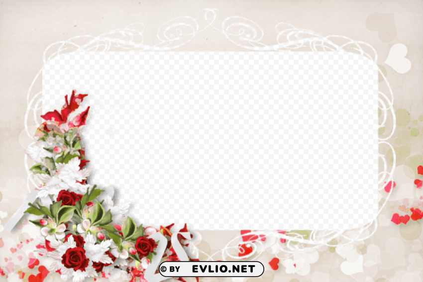 photo frame with flower and roses Images in PNG format with transparency