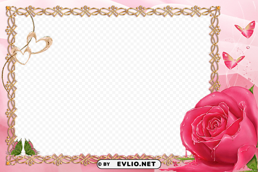 pink transparent frame with rose PNG files with no royalties