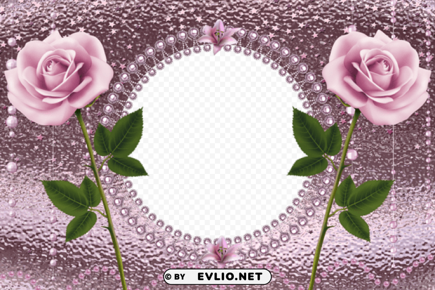 pinkframe with pink roses PNG transparent icons for web design