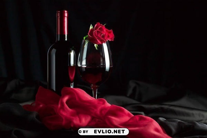 Red And Black Satinwith Wine And Rose Isolated Subject In HighQuality Transparent PNG