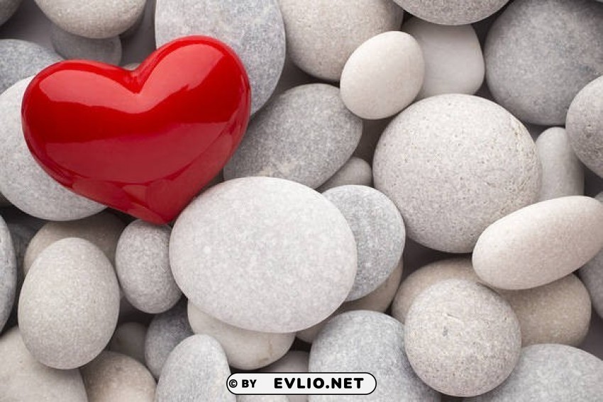 Red Heart And White Stones PNG For Social Media