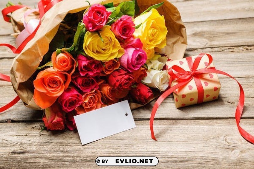 rose bouquet and gift PNG Graphic with Isolated Design