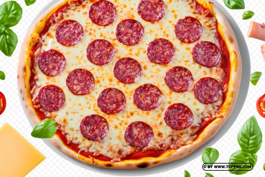 Savory Pepperoni Pizza with Clear Background Isolated Design Element on Transparent PNG