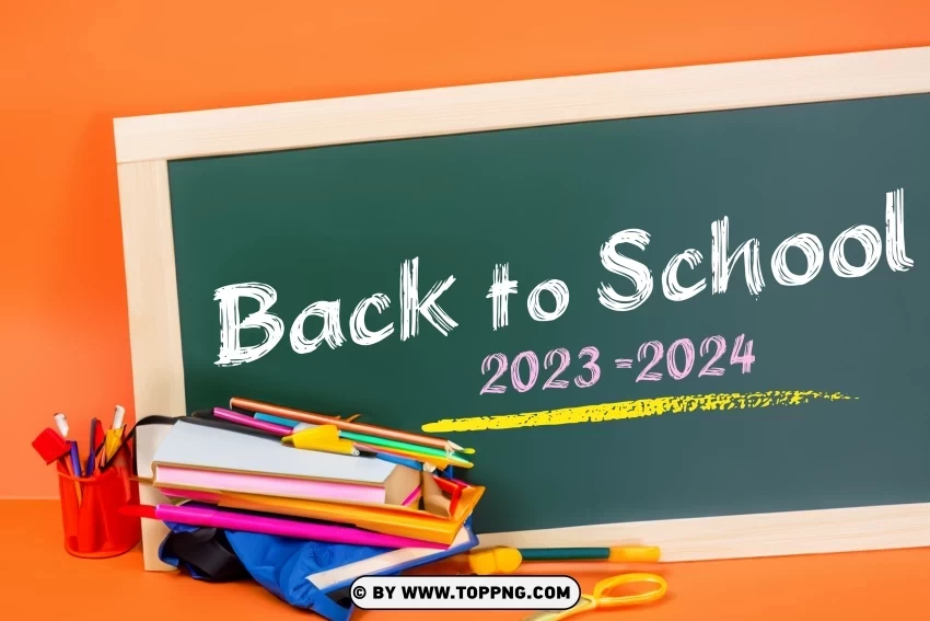 School Reentry Green board and Yellow Poster ClearCut Background Isolated PNG Graphic Element