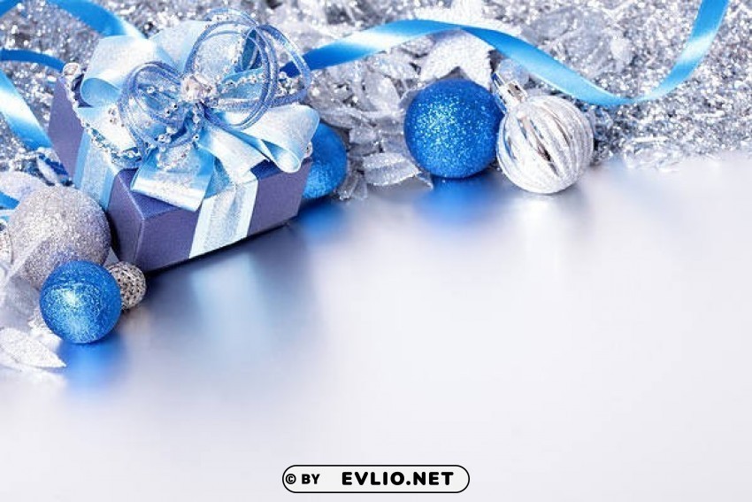 silver and blue christmaswith gift HD transparent PNG