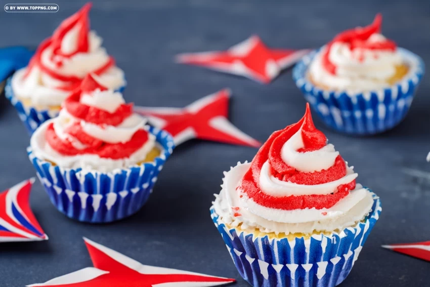 Sparkling Cupcake Clipart Set for 4th of July Festivities High-definition transparent PNG