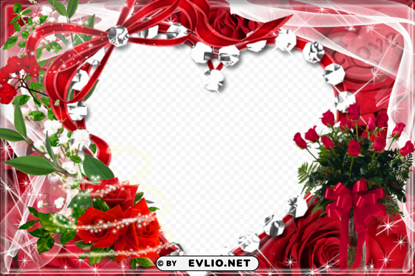 transparent red roses frame PNG pictures with alpha transparency