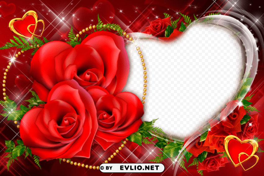 Transparent Red Roses Heart Frame PNG Images With No Background Necessary