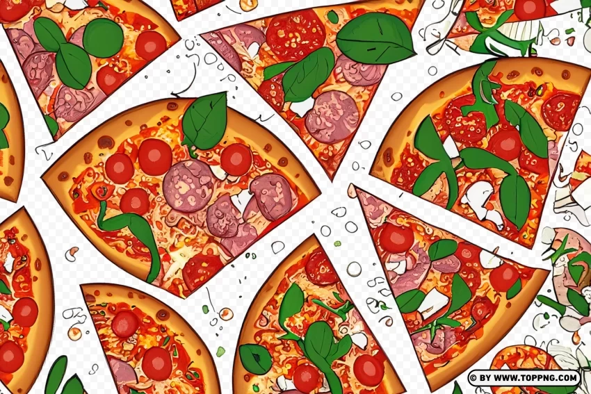 Vector Art Pizza Slices with Toppings Isolated Graphic in Transparent PNG Format
