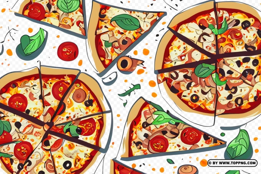 Vector Illustration of Delicious Pizza Slices Isolated Element on Transparent PNG