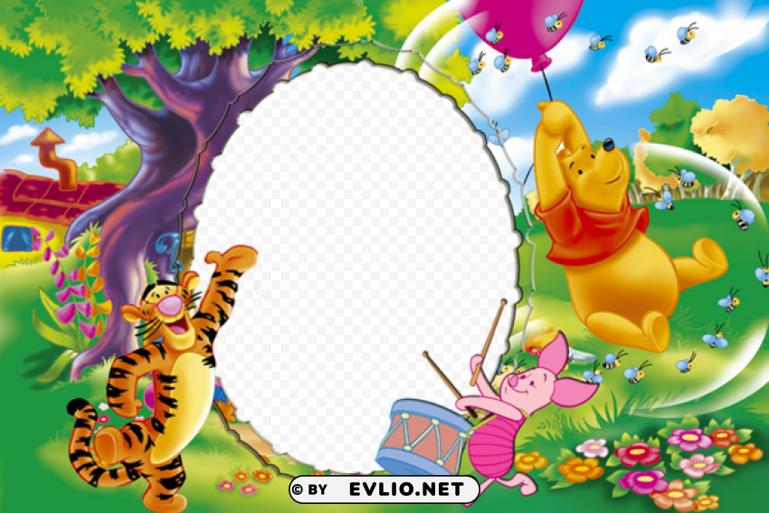 winnie the pooh kids frame HighResolution PNG Isolated Illustration