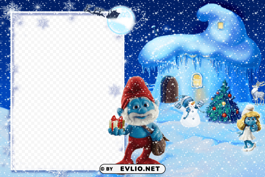 winter holiday kids smurf frame Transparent background PNG images complete pack