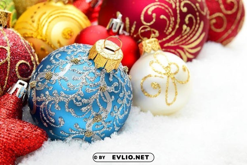 with red blue and yellow christmas balls Transparent PNG Object with Isolation