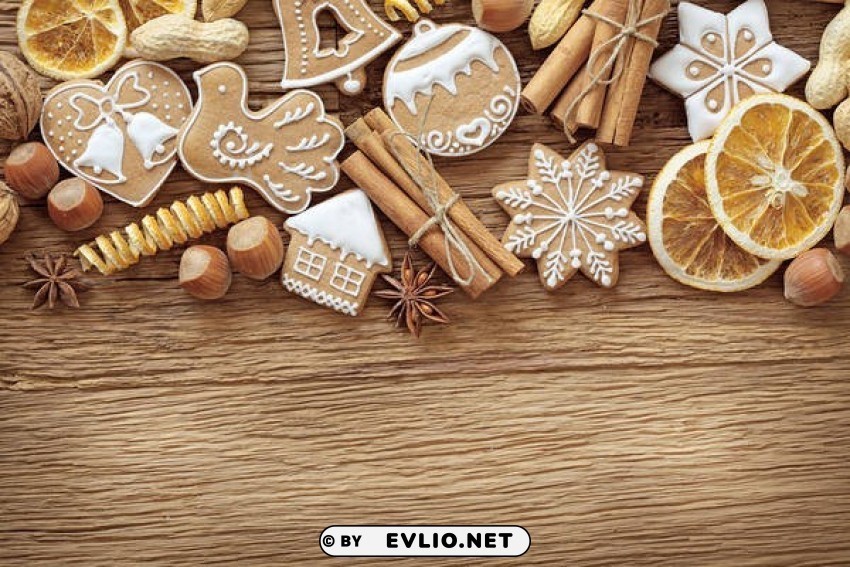 woodenwith christmas cookies Isolated PNG Image with Transparent Background