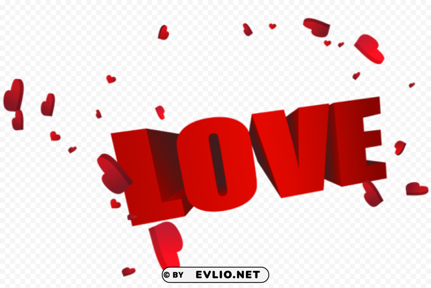 big red 3d love with hearts Free PNG download no background