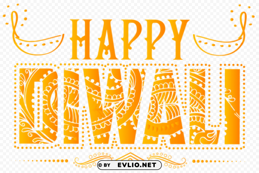 happy diwali orange text transparent PNG free download