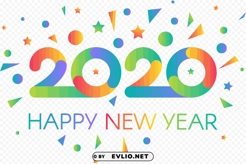 Happy New Year 2020 PNG Graphic Isolated on Clear Background Detail