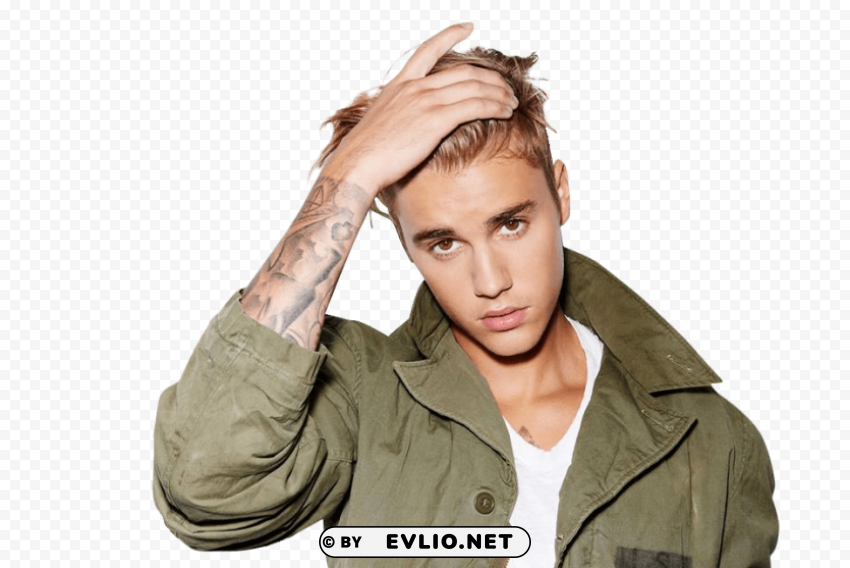 justin bieber green jacket CleanCut Background Isolated PNG Graphic