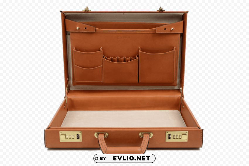 Open Leather Briefcase Transparent PNG Isolated Item