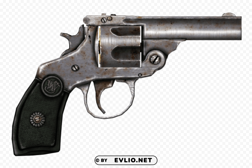 Rusty Revolver Rendered Isolated Illustration In Transparent PNG