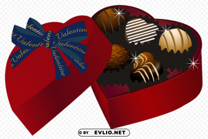 valentine red heart chocolate box PNG transparent images for websites
